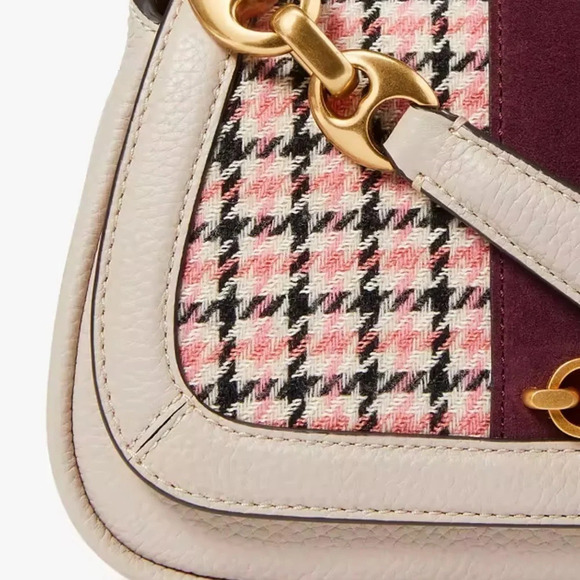 Kate Spade ♠️ Gramercy Racing Stripe Plaid Twill Small Shoulder Baguette Bag - Picture 7 of 8